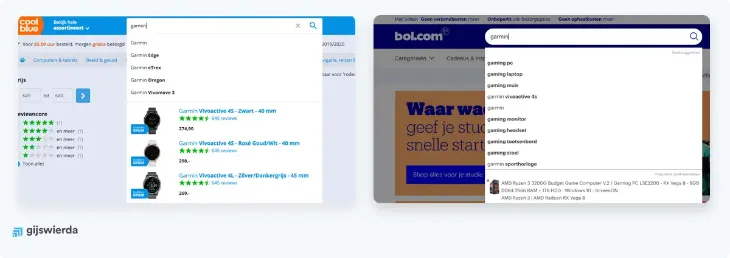 voorbeeld zoekfunctie coolblue en bol.com